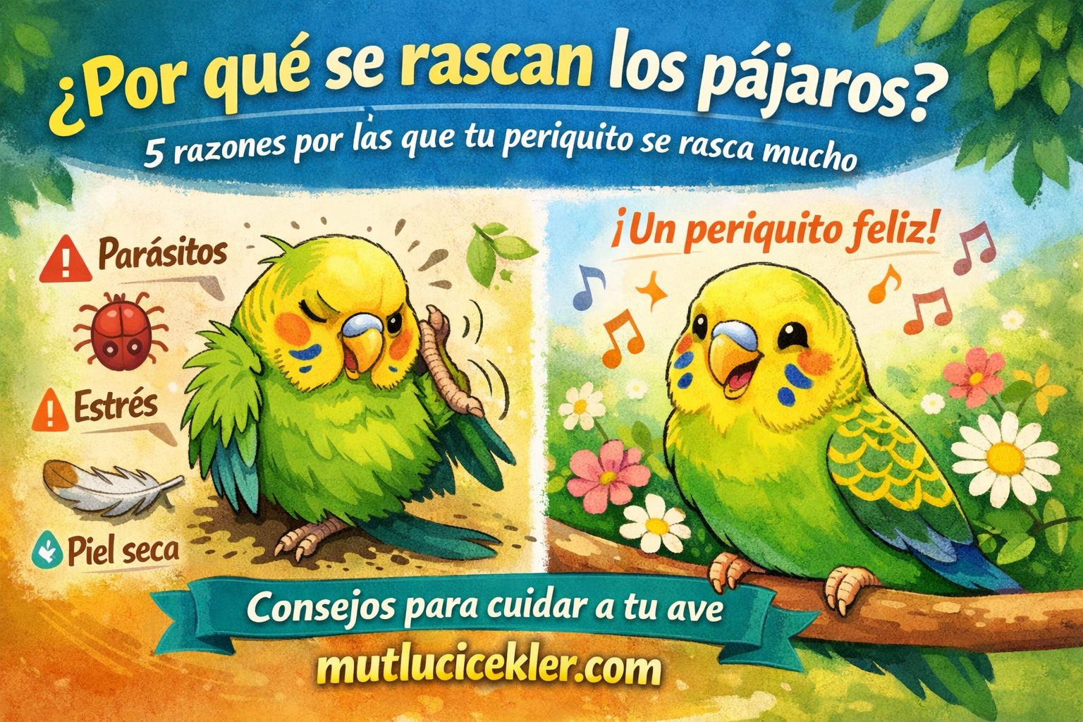 ¿Por qué se rascan los pájaros? 5 razones por las que tu periquito se rasca mucho