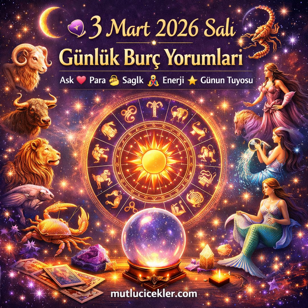 🔮 3 Mart 2026 Salı Günlük Burç Yorumları | Aşk, Para, Sağlık, Enerji ve Günün Tüyosu