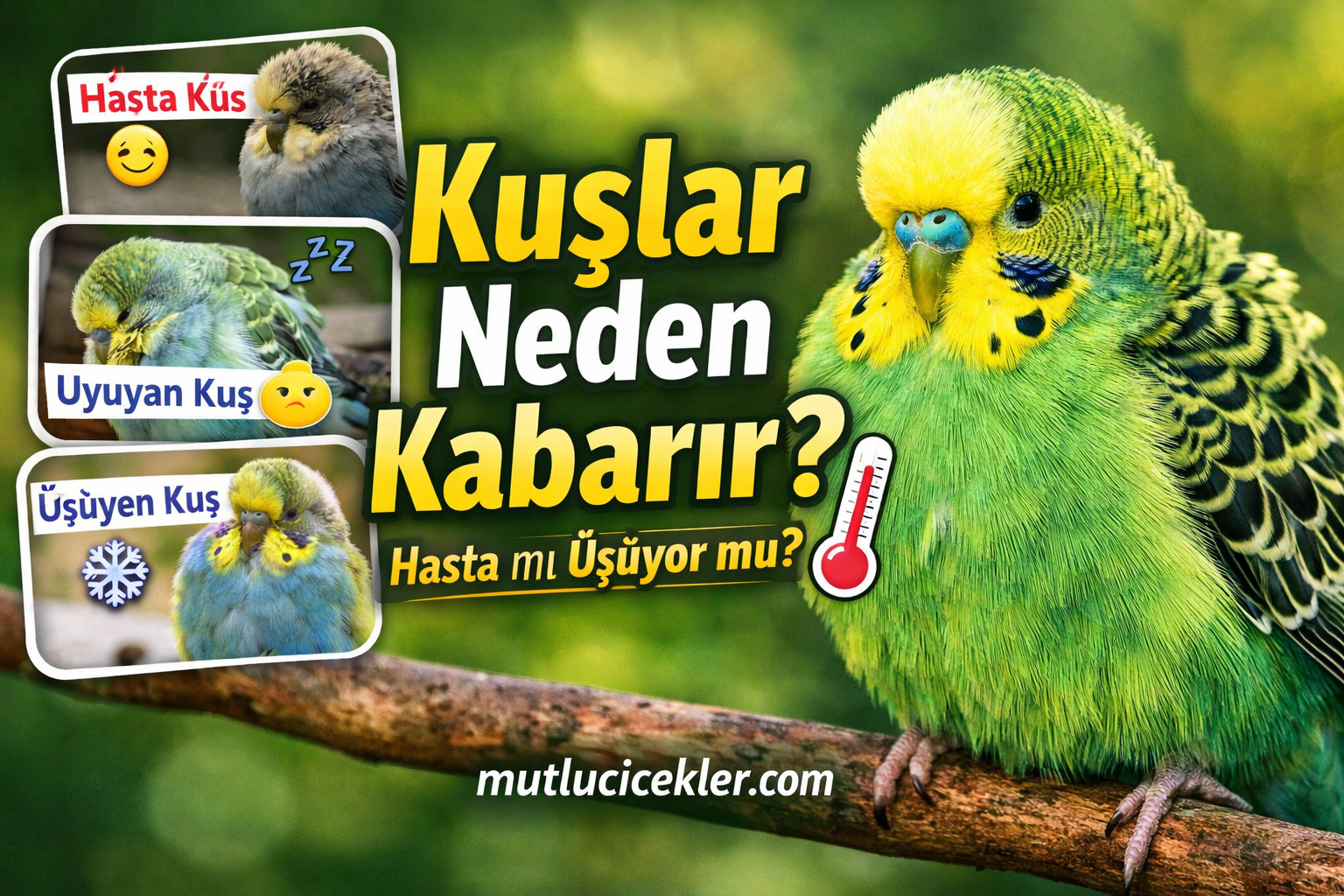 Kuşlar Neden Kabarmış Durur? Muhabbet Kuşu ve Evcil Kuşlarda Tüy Kabartma Sebepleri