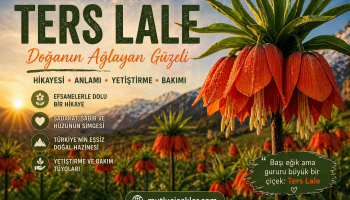 Turuncu ters lale (Fritillaria imperialis) çiçekleri; Ağlayan Gelin hikâyesinin simgesi