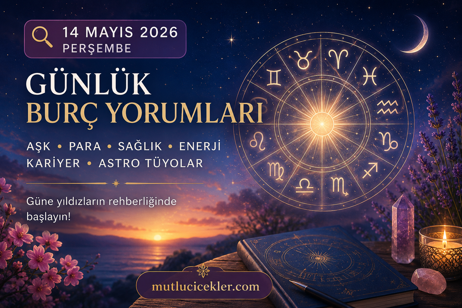 🔮 14 Mayıs 2026 Perşembe Günlük Burç Yorumları | Aşk, Para, Sağlık, Enerji, Kariyer & Astro Tüyolar