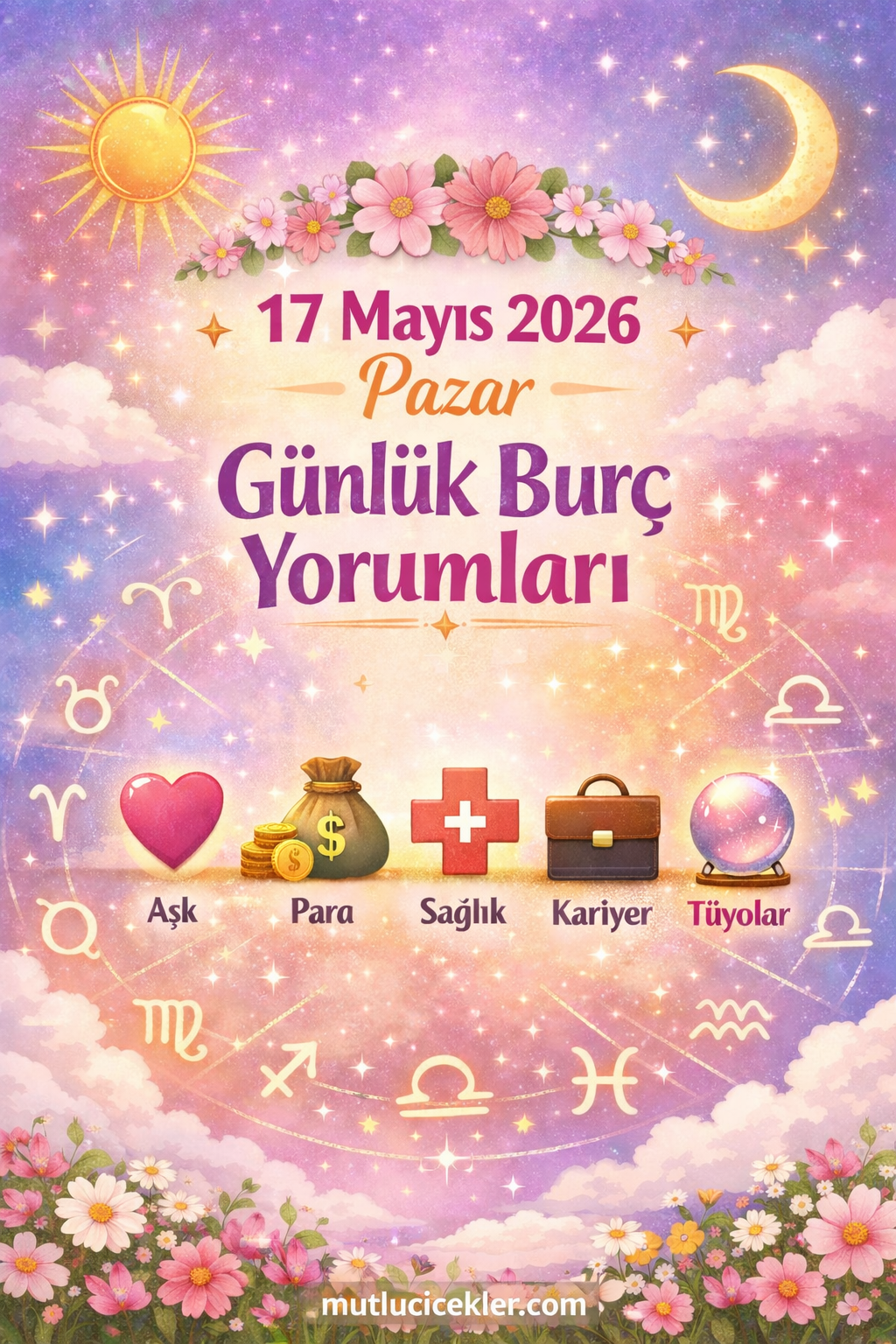 🔮 17 Mayıs 2026 Pazar Günlük Burç Yorumları | Aşk, Para, Sağlık, Enerji, Kariyer & Astro Tüyolar