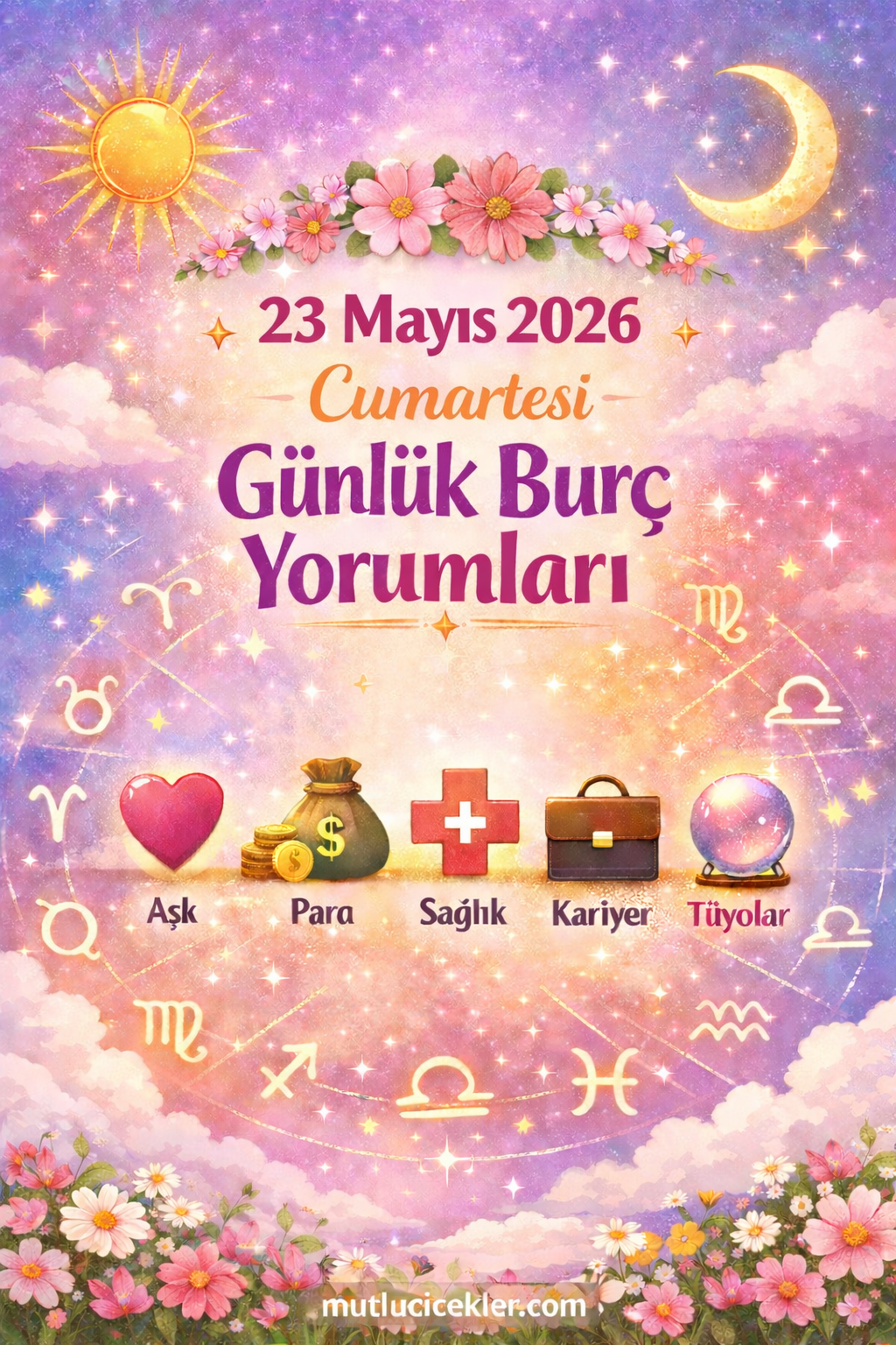 🔮 23 Mayıs 2026 Cumartesi Günlük Burç Yorumları | Aşk, Para, Sağlık, Enerji, Kariyer & Astro Tüyolar