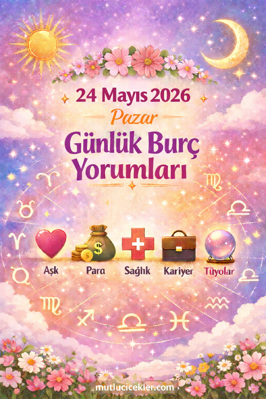 🔮 24 Mayıs 2026 Pazar Günlük Burç Yorumları | Aşk, Para, Sağlık, Enerji, Kariyer & Astro Tüyolar