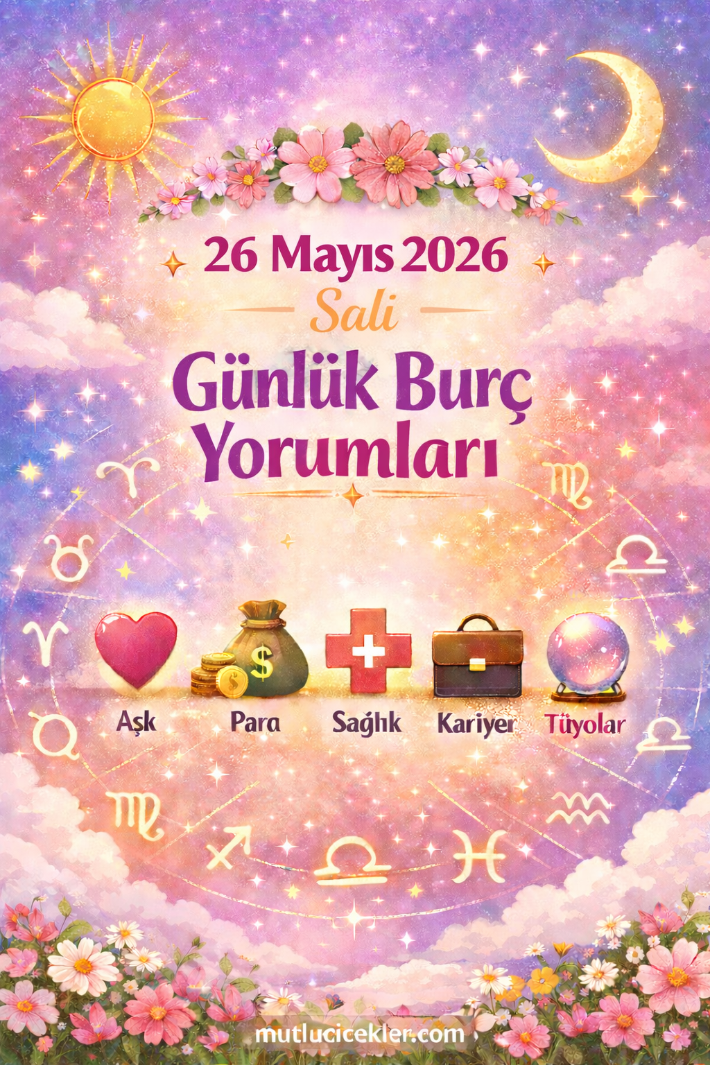 🔮 26 Mayıs 2026 Salı Günlük Burç Yorumları | Aşk, Para, Sağlık, Enerji, Kariyer & Astro Tüyolar