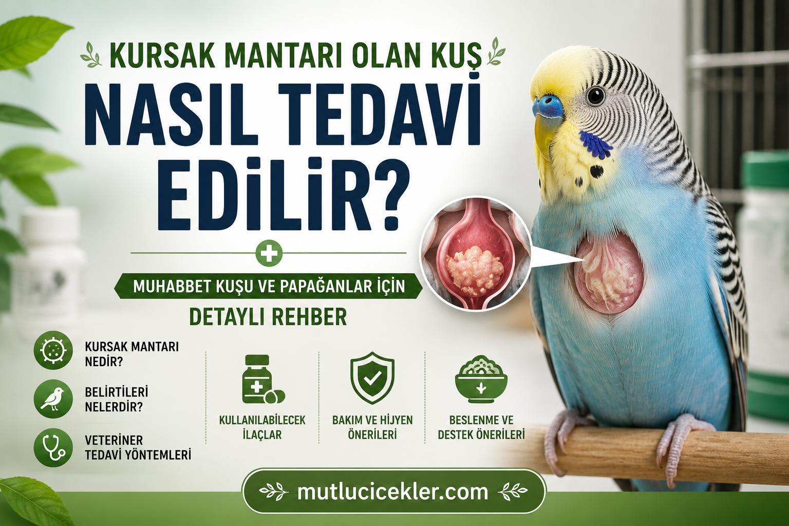 Kursak Mantarı Olan Kuş Nasıl Tedavi Edilir? Muhabbet Kuşları İçin Detaylı Rehber