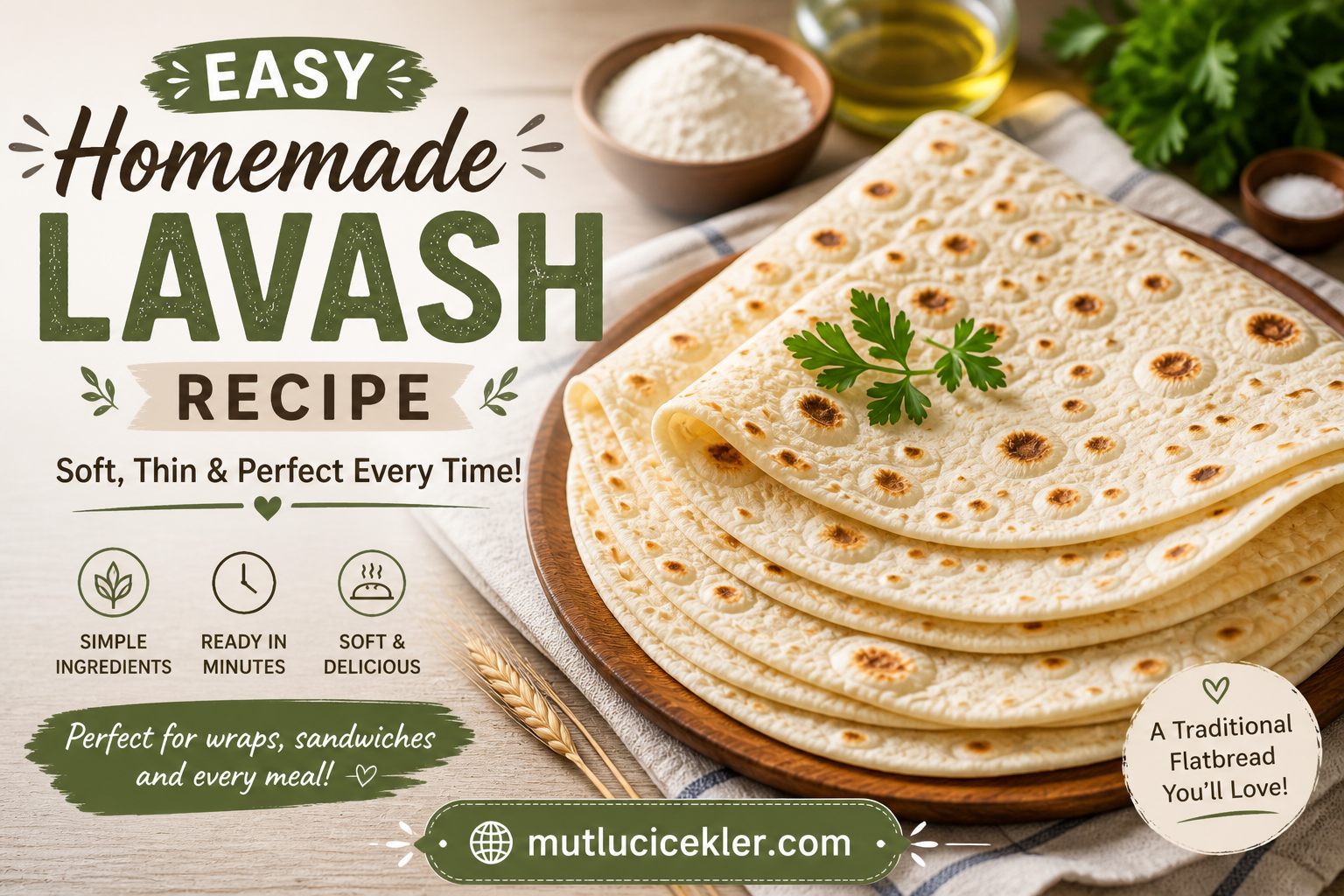 🫓 Homemade Lavash Recipe – Soft, Easy & Ready in Minutes