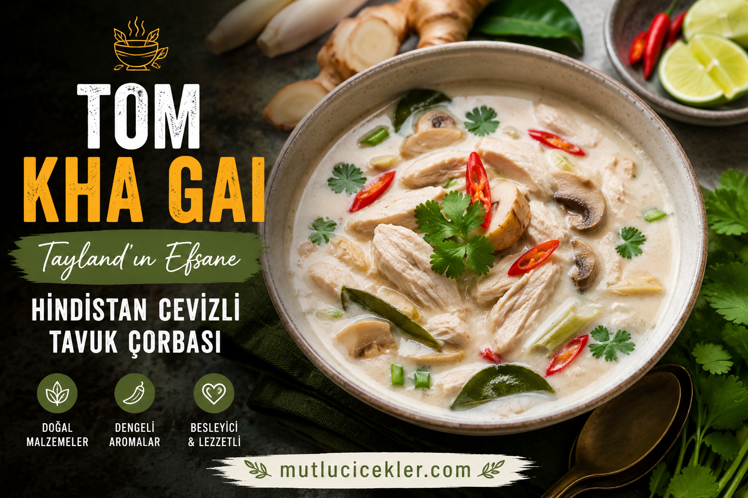 🍲 Tom Kha Gai Tarifi: Tayland’ın Efsane Hindistan Cevizli Tavuk Çorbası