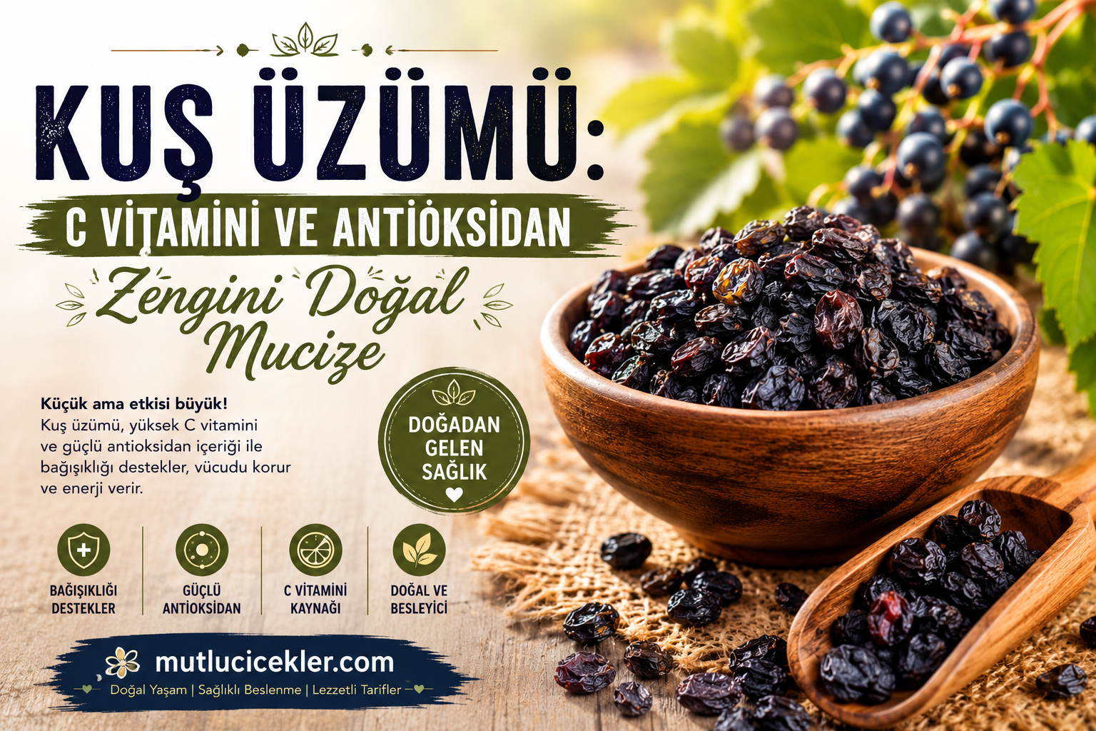 🍇 Kuş Üzümü: C Vitamini ve Antioksidan Zengini Doğal Mucize