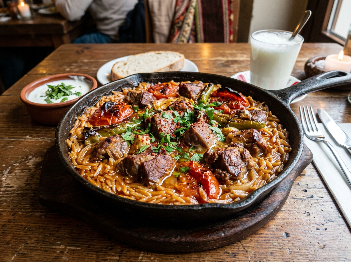 Ankara tava lamb and orzo pilaf