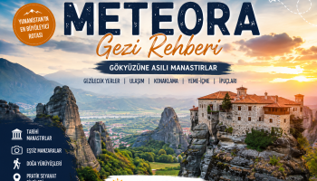 Meteora gezi rehberi poster tasarımı