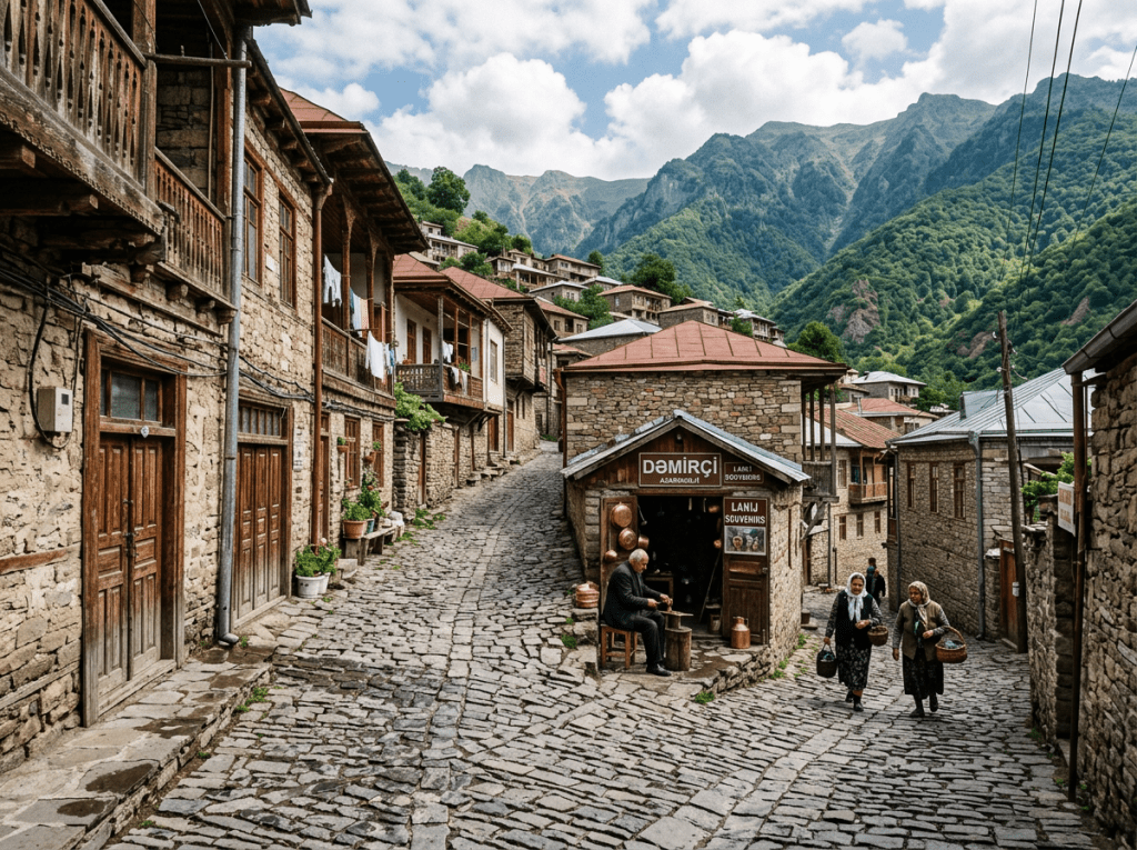 Lahij mountain village cobblestone streets