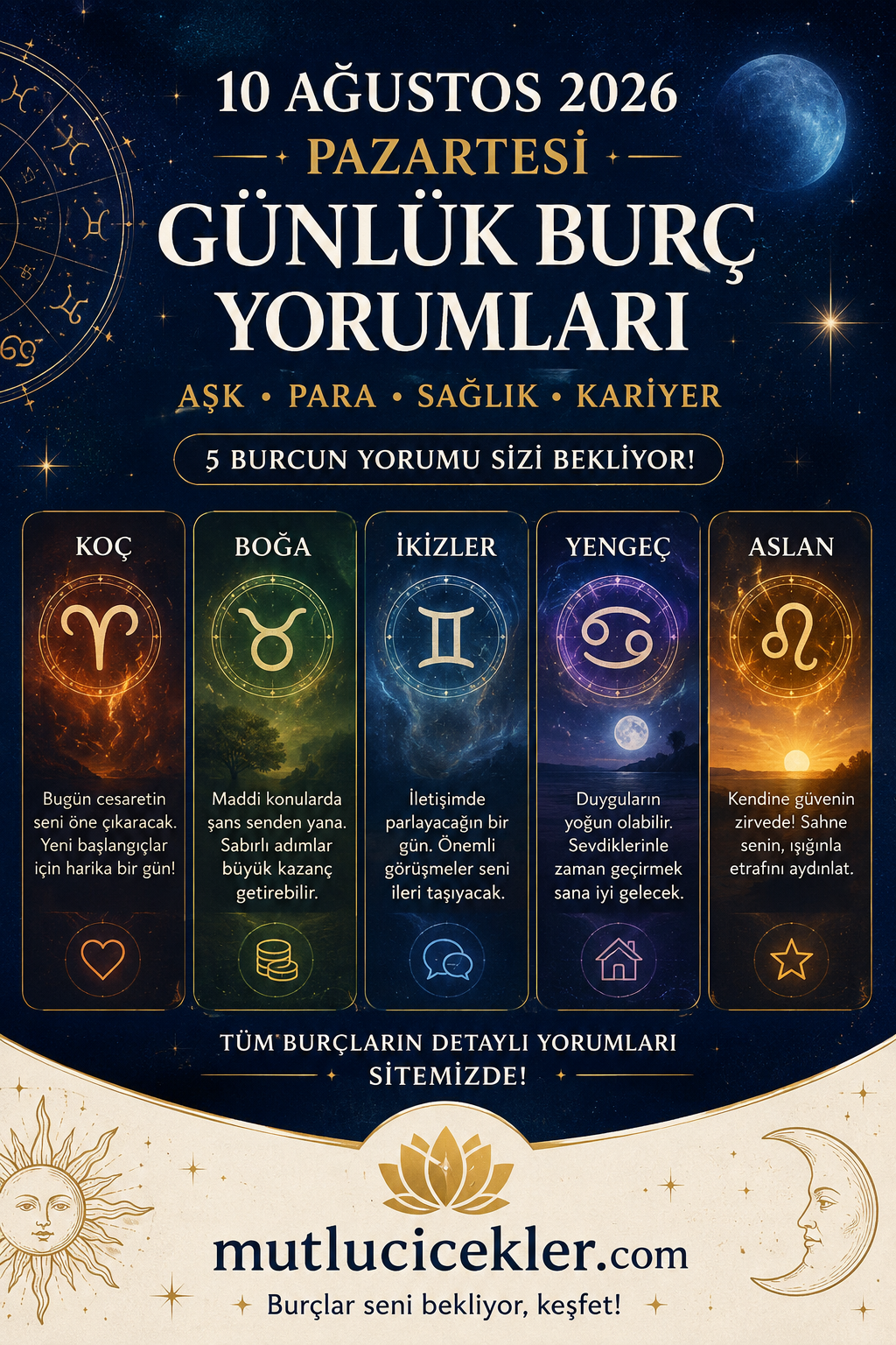 10 Ağustos 2026 Günlük Burç Yorumları