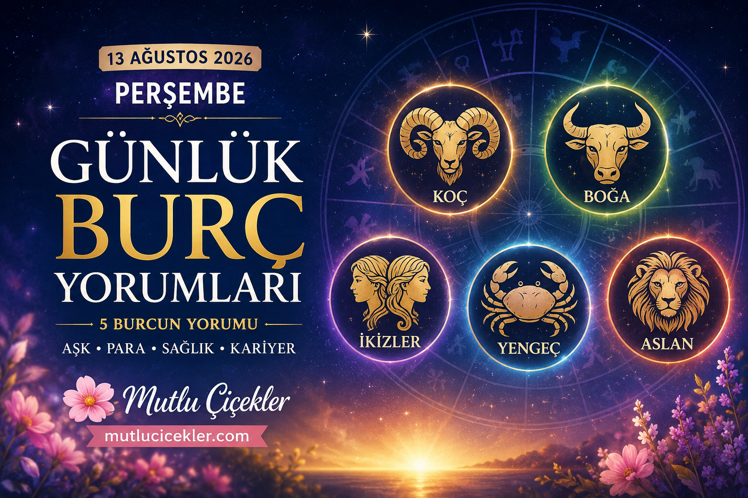 🔮 13 Ağustos 2026 Perşembe Günlük Burç Yorumları: Aşk, Kariyer, Para ve Enerji Rehberi