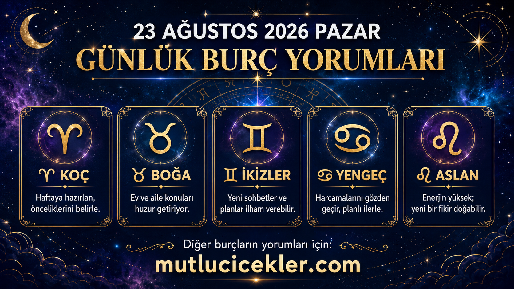 🔮 23 Ağustos 2026 Pazar Günlük Burç Yorumları: Aşk, Kariyer, Para ve Enerji Rehberi
