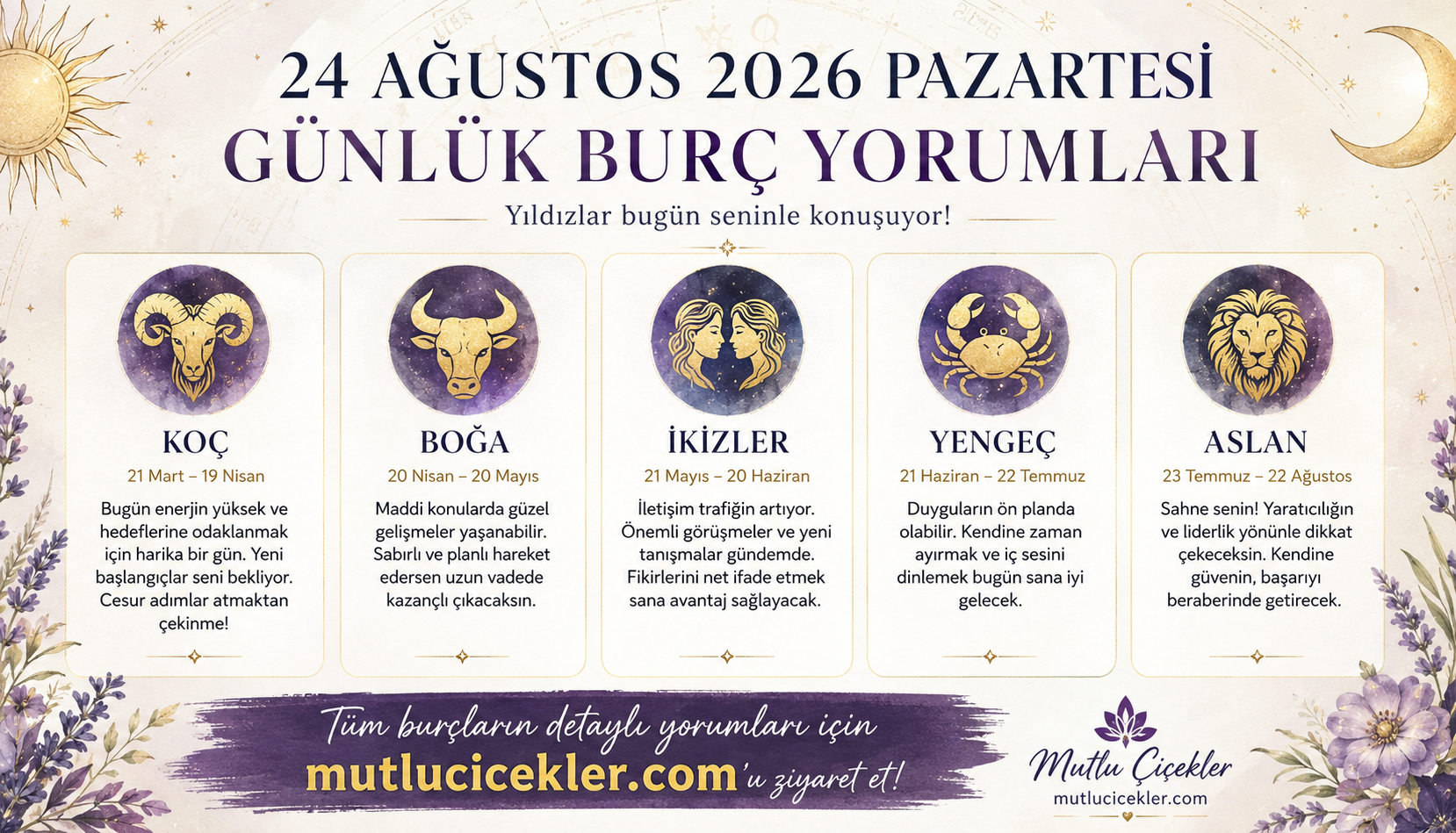 🔮 24 Ağustos 2026 Pazartesi Günlük Burç Yorumları: Aşk, Kariyer, Para ve Enerji Rehberi