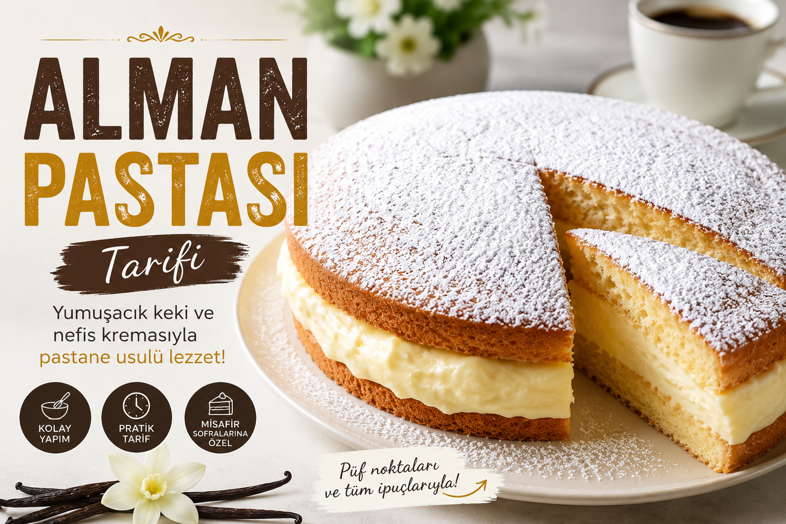 Alman Pastası Tarifi: Yumuşacık Keki ve Nefis Kremasıyla Pastane Usulü