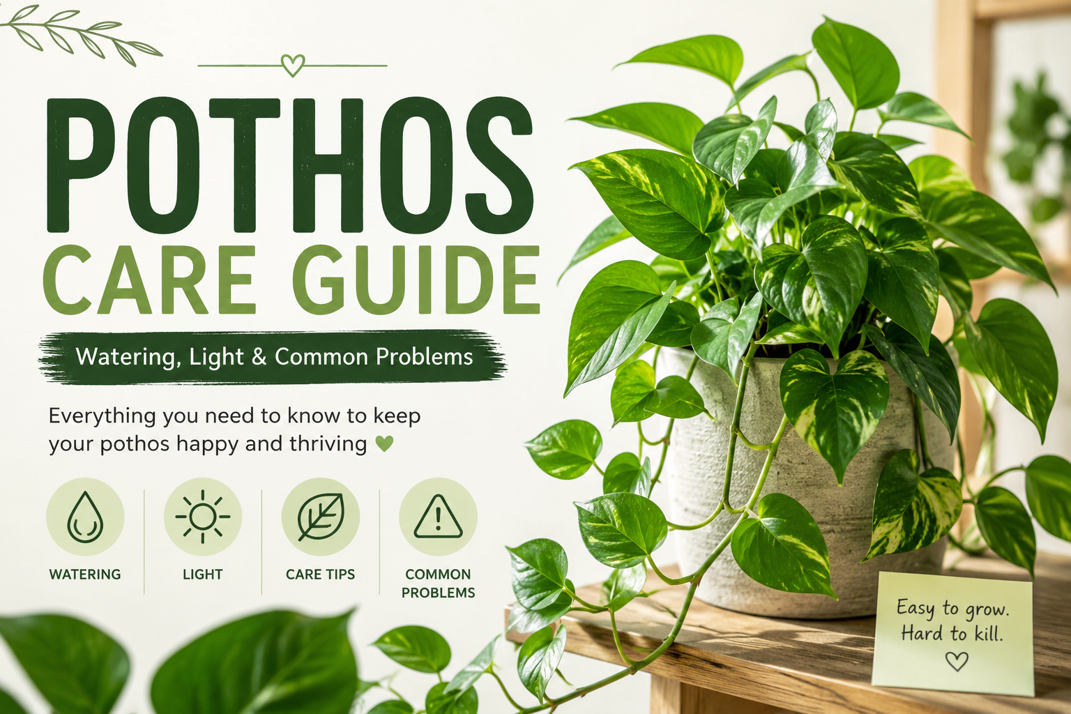 🌿 Pothos Care Guide: Watering, Light and Common Problems