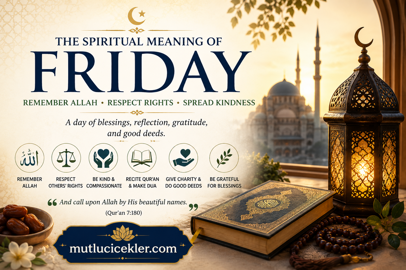 The spiritual meaning of Friday in Islam with Quran, dua and remembrance of Allah