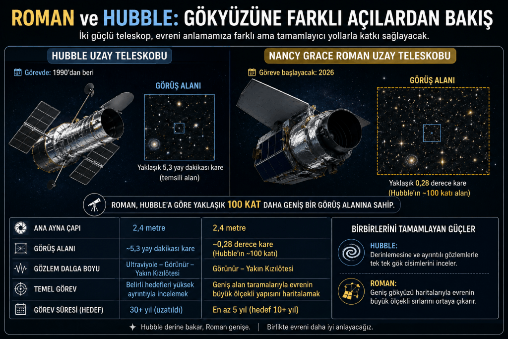 Roman ve Hubble: Gökyüzüne Farklı Bakış