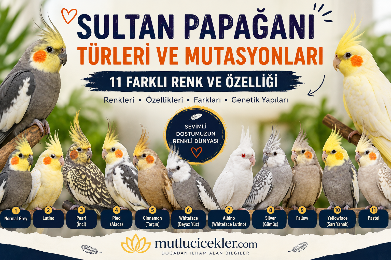 Sultan Papağanı Türleri ve Mutasyonları: Renkleri, Özellikleri ve Farkları