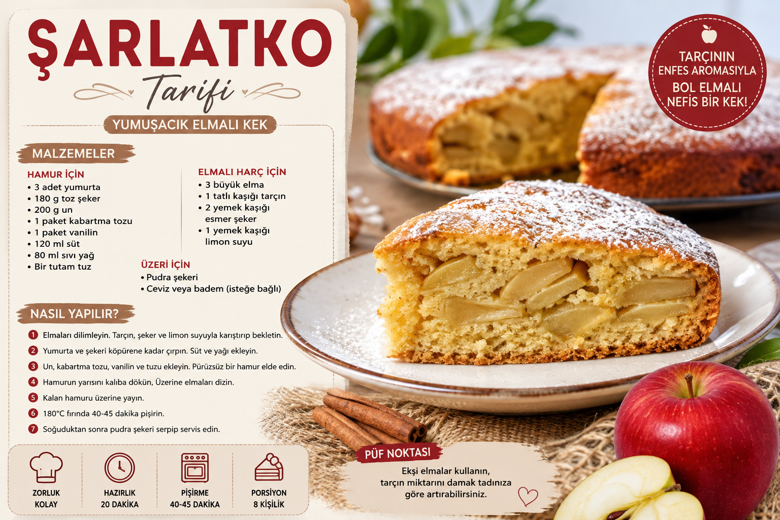 Şarlatko Tarifi (Šarlatka) – Yumuşacık Elmalı Kek Nasıl Yapılır?