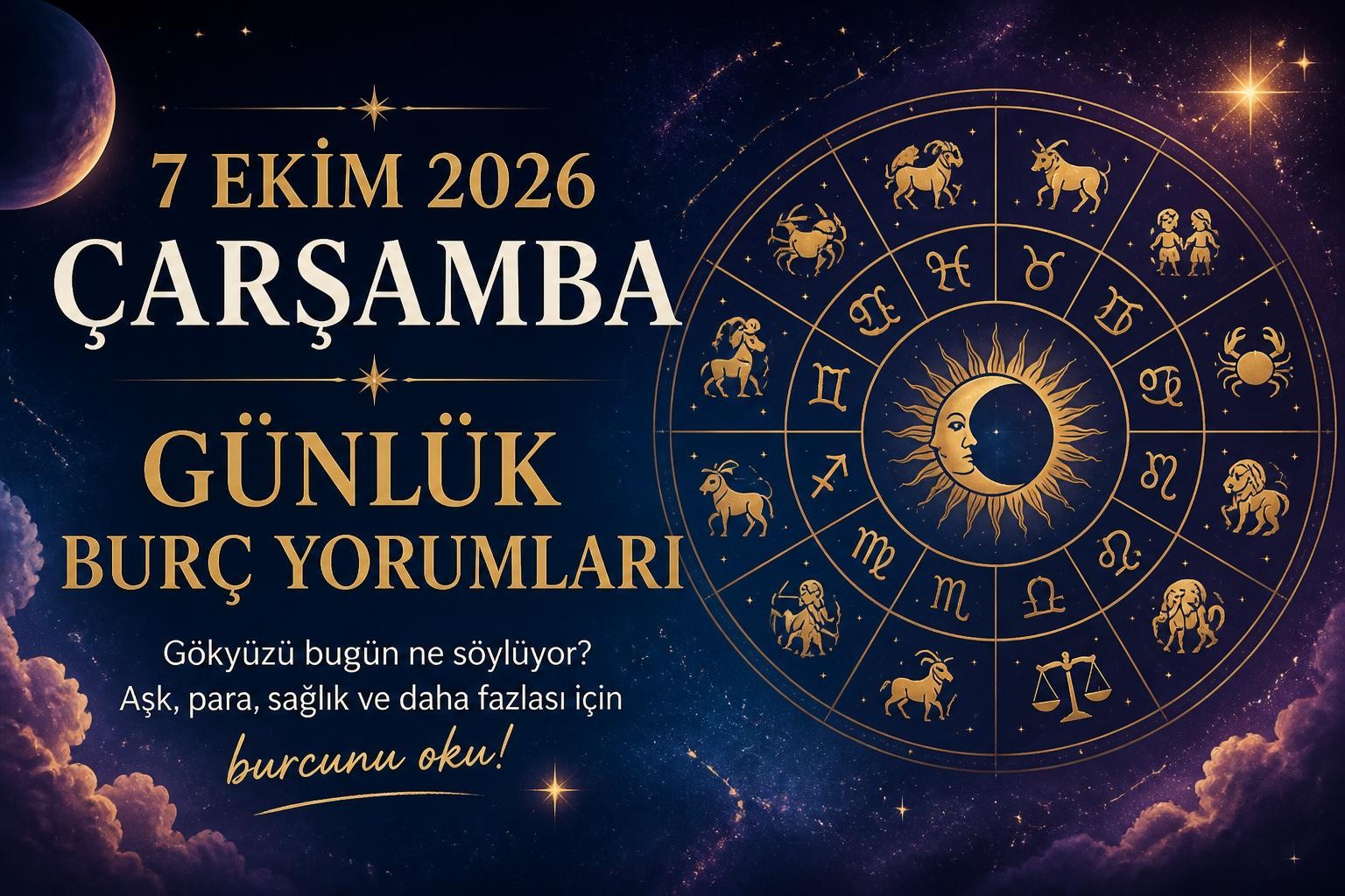 7 Ekim 2026 Çarşamba Günlük Burç Yorumları: Bugün Burçları Neler Bekliyor?