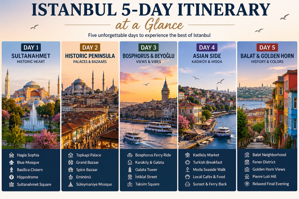 Istanbul 5-Day Itinerary at a Glance
