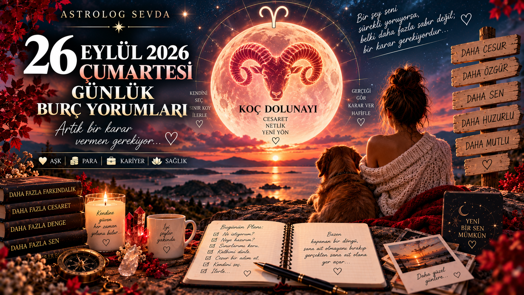 26 Eylül 2026 Cumartesi günlük burç yorumları Koç Dolunayı Astrolog Sevda