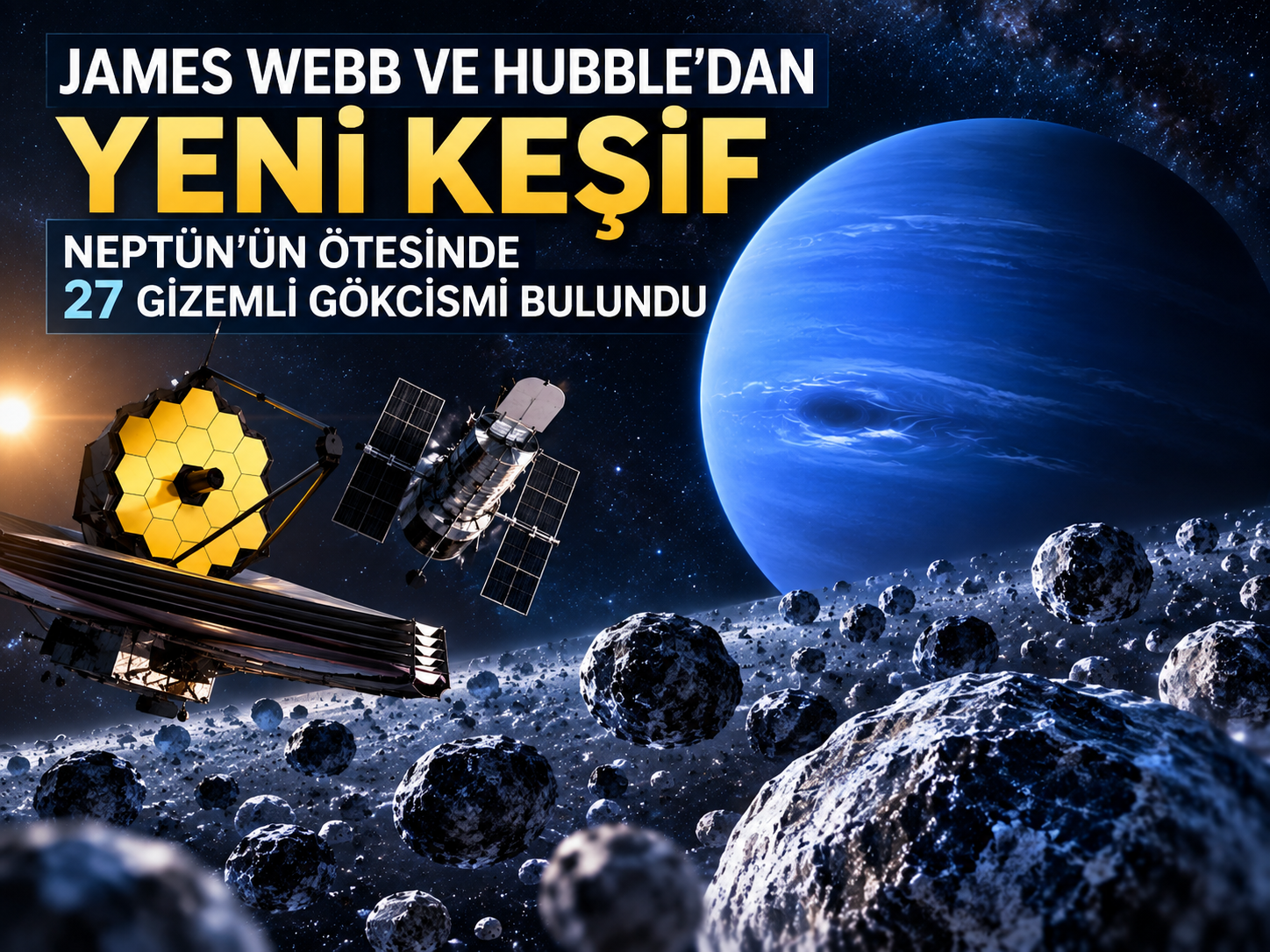 James Webb ve Hubble’dan Yeni Keşif: Neptün’ün Ötesinde 27 Gizemli Gökcismi Bulundu