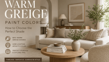 Warm greige paint colors in a modern living room