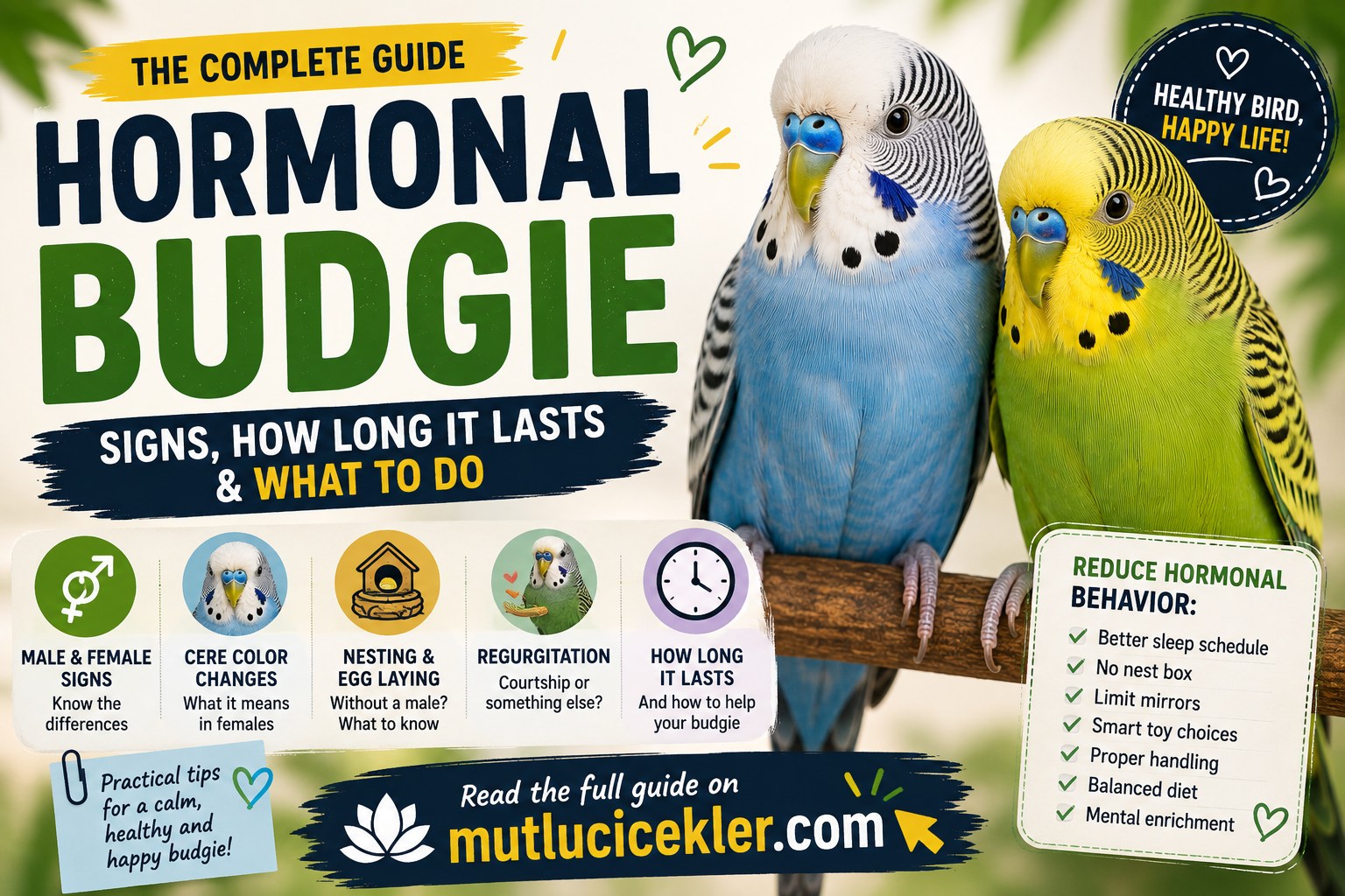 Hormonal budgie signs in male and female budgies and what to do