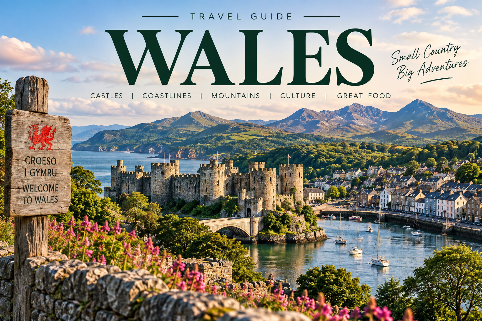 Wales travel guide featuring beautiful landscapes, castles and places to visit