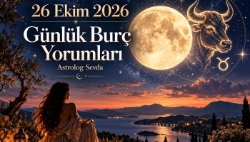 26 Ekim 2026 Pazartesi günlük burç yorumları; Boğa burcu sembolü, dolunay ve yıldızlı gökyüzü