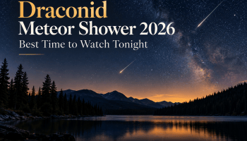 Draconid Meteor Shower 2026 English cover with a dark starry sky, meteor trails and Northern Hemisphere viewing information.