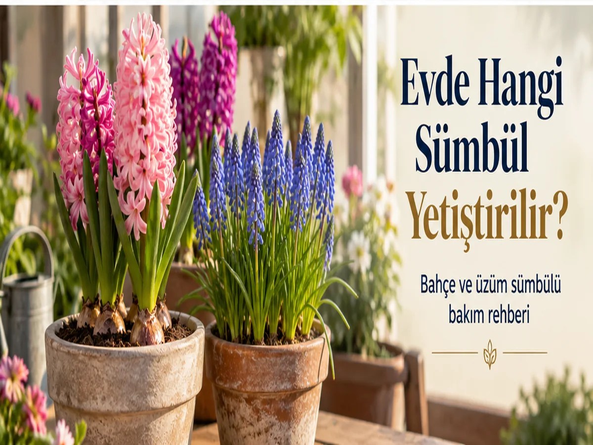 Saksıda bahçe sümbülü ve üzüm sümbülü