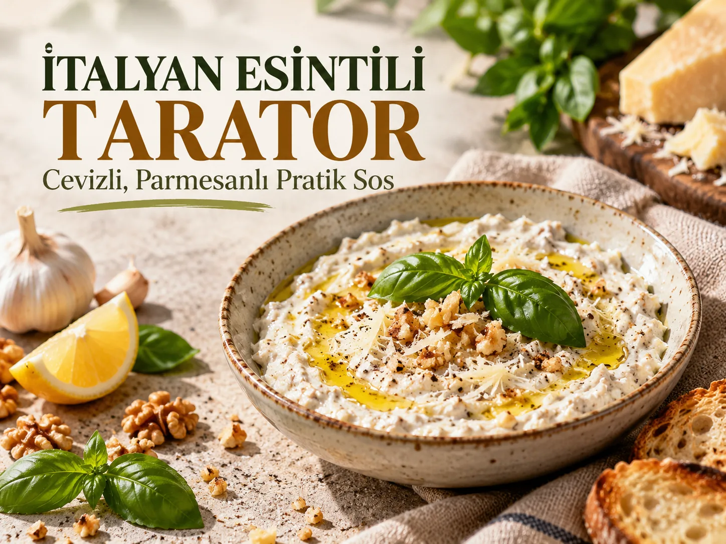 İtalyan Esintili Tarator Tarifi: Cevizli Parmesanlı Sos