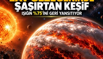 TOI-561 b lav gezegeni ve ışığı yansıttığı düşünülen mineral bulutları; temsili haber kapağı