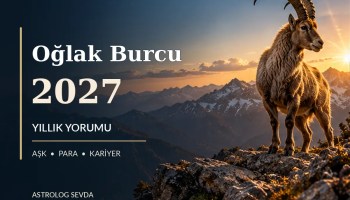 Oğlak Burcu 2027 Yıllık Yorumu, dağ keçisi ve Alp Dağları manzaralı sade yazılı WebP kapak